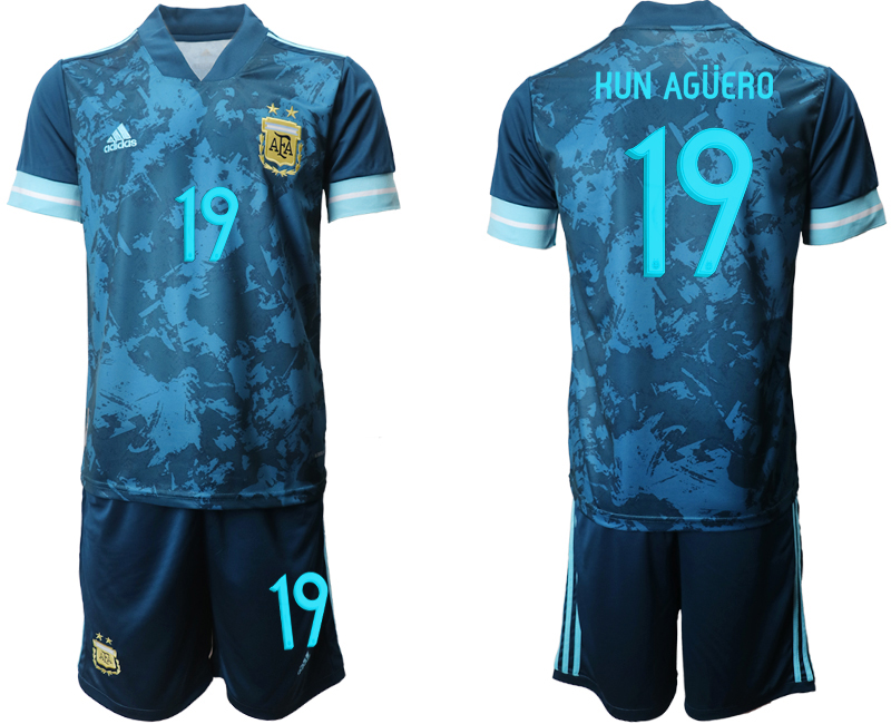 Men 2020-2021 Season National team Argentina away blue #19 Soccer Jersey